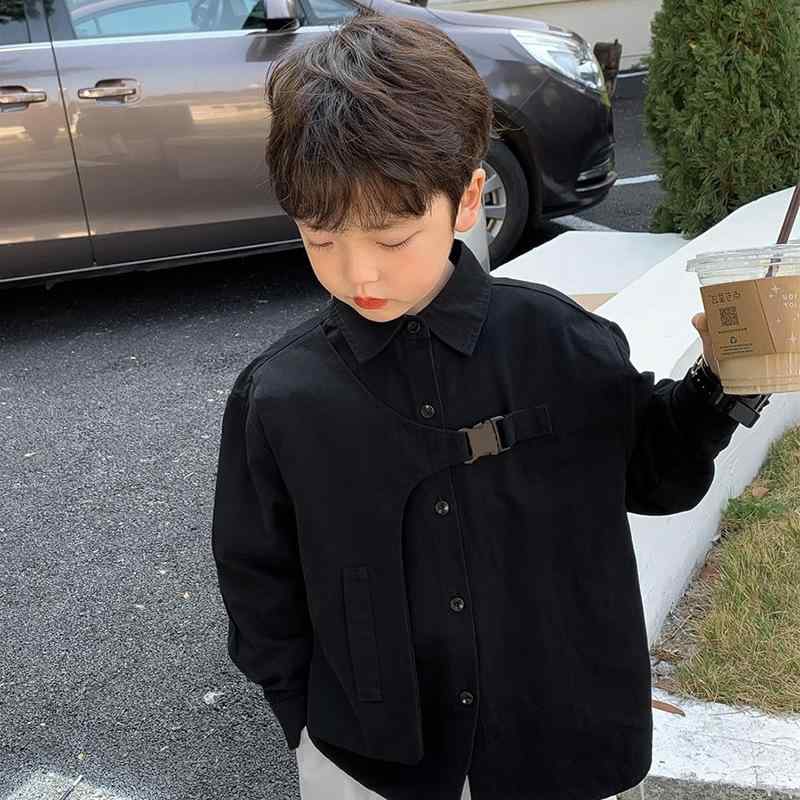 シャツ キッズ 子供 男の子 韓国 ブラック 長袖 トップス パンツ セットアップ 春秋 かっこいい おしゃれ