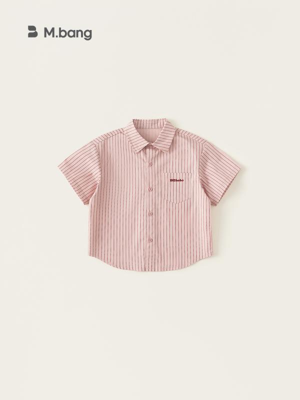シャツ キッズ 男の子 ピンク ストライプ 夏物 子供服 レジャー 普段使い アルファベット カジュアル・適用性別: 男・対象年齢: 中大童（8歳以上.140cm以上）・実写: モデルなし・スタイル: カジュアル・襟のタイプ: 襟付き・生地の加工: 柔らかい・袖丈: 半袖・柄: ストライプ.文字・要素: ストライプ.文字・主な生地の組成: 綿・主な生地の組成含有量: ・レベル: B・色: ピンク・適した身長: 110, 120, 130, 140, 150, 160・製品カテゴリ: 子供用シャツ