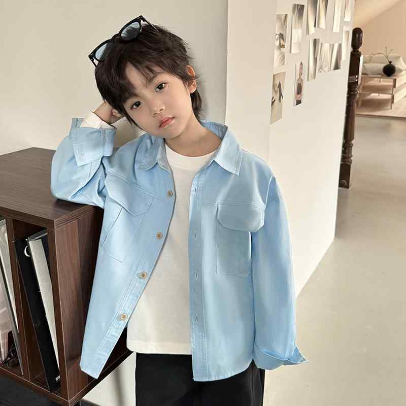 シャツ キッズ 男の子 子供服 長袖 トップス 韓国 無地 秋物 春秋 中学生 大学生