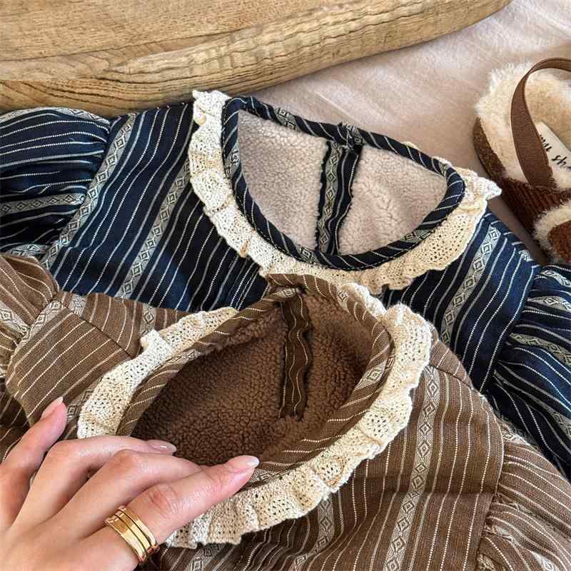 シャツ キッズ 女の子 秋冬 綿 アウター 上着 ブラウス ネルシャツ風 厚手 あったか 防寒 普段着 かわいい 韓国2