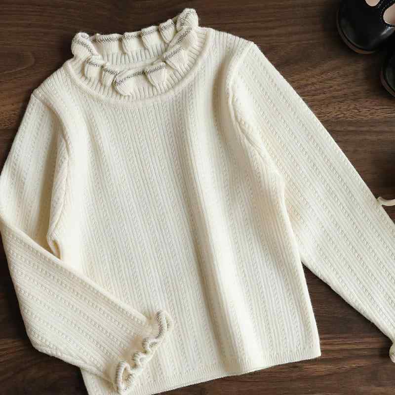 ニット・セーター キッズ 子供服 女の子 長袖 カットソー メリノウール フリルネック ピンク系 ウール ニット 上着・スタイル: ・ネックライン: 高领・面料工艺: 磨毛.柔软处理・袖丈: 長袖・柄: 纯色・元素: 田园.可爱・主面料成分: 羊毛・主面料成分含量: 50・等级: A类・产品类别: 童衬衫