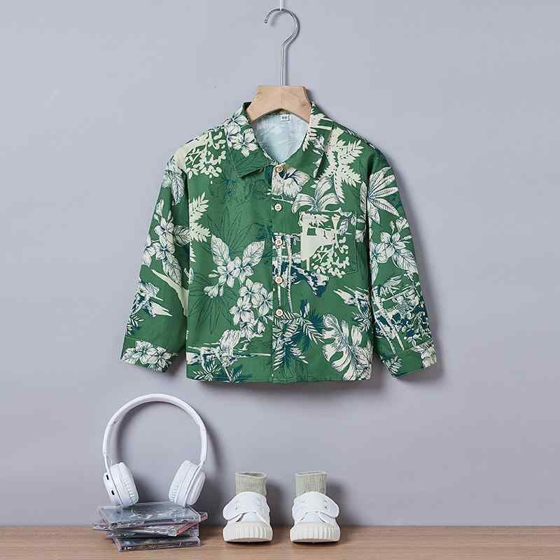 シャツ キッズ 子供 長袖 花柄 港風 春秋 男児 プリント 韓国 トップス ベビー かわいい おしゃれ