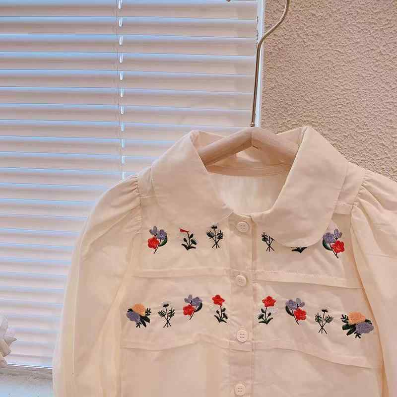 シャツ キッズ 女の子 刺繍 かわいい 韓国版 春秋 おしゃれ 普段使い