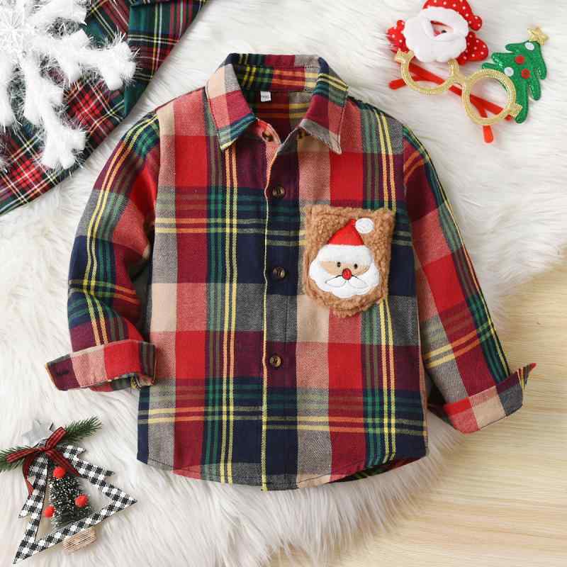 シャツ キッズ 長袖シャツ クリスマス チェック柄 ネルシャツ 秋冬
