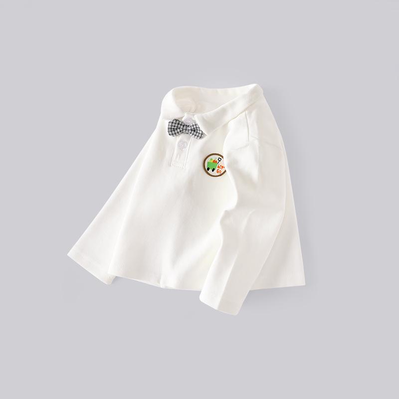 シャツ キッズ 男の子 子供 長袖シャツ 白 ポロシャツ スクールシャツ 綿 ポケット 刺繍 襟付き トップス 通学着 普段着
