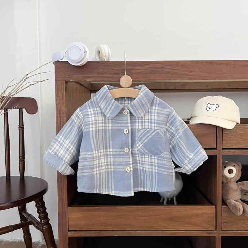 シャツ 子供 格子柄 コットン トップス 春秋 幼児 小童 男の子 カジュアル 普段使い かわいい おしゃれ