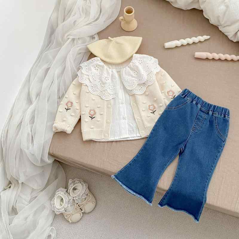 シャツ キッズ 女の子 無地 花柄 レース 襟 長袖 コットン ブラウス 春秋 かわいい 普段着2