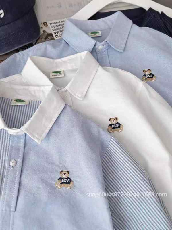 シャツ キッズ 子供服 長袖 綿 春秋 韓国 かわいい カジュアル 切り替え 普段着 百搭