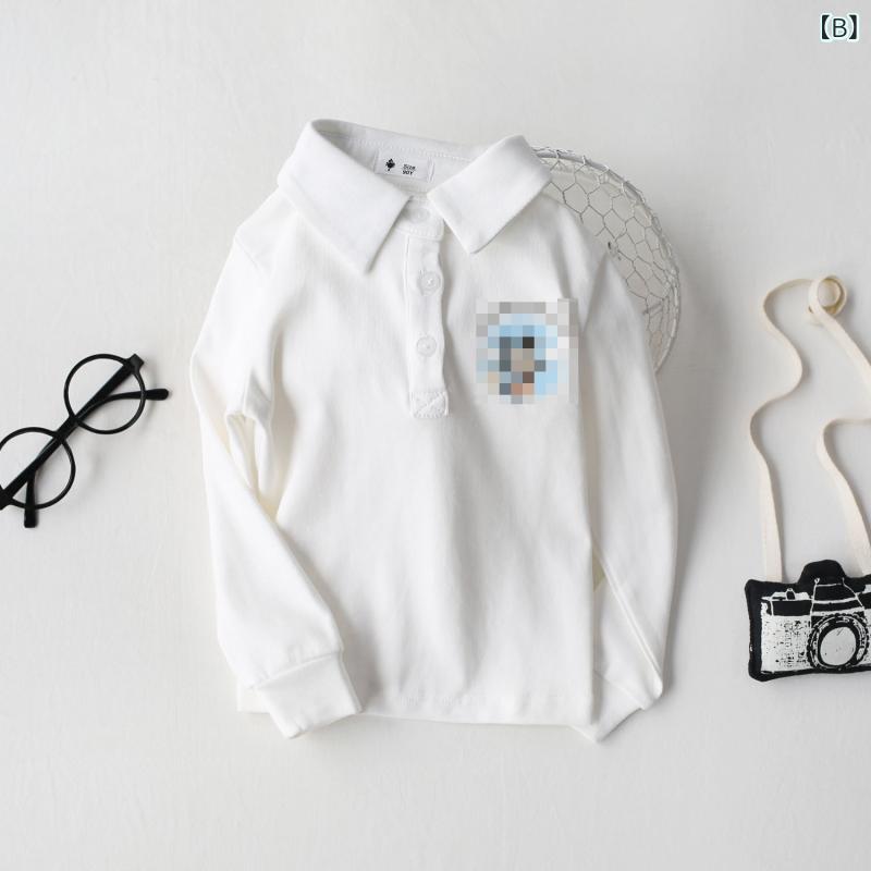 シャツ キッズ 男女兼用 子供服 春秋 長袖 POLOシャツ 学院風 襟付き トップス おしゃれ かわいい 無地2