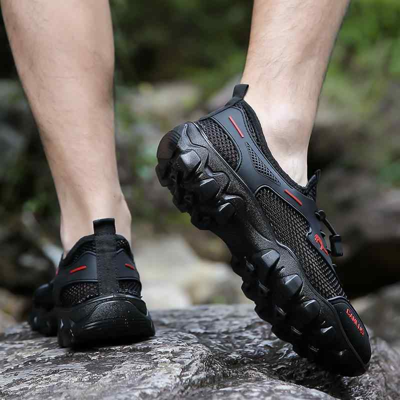 スニーカー メンズ 男性用 メッシュ 通気性 镂空 洞窟 滑り止め 摩耗性 衝撃吸収 登山 運動 アウトドア カジュアル 普段使い(4.0)