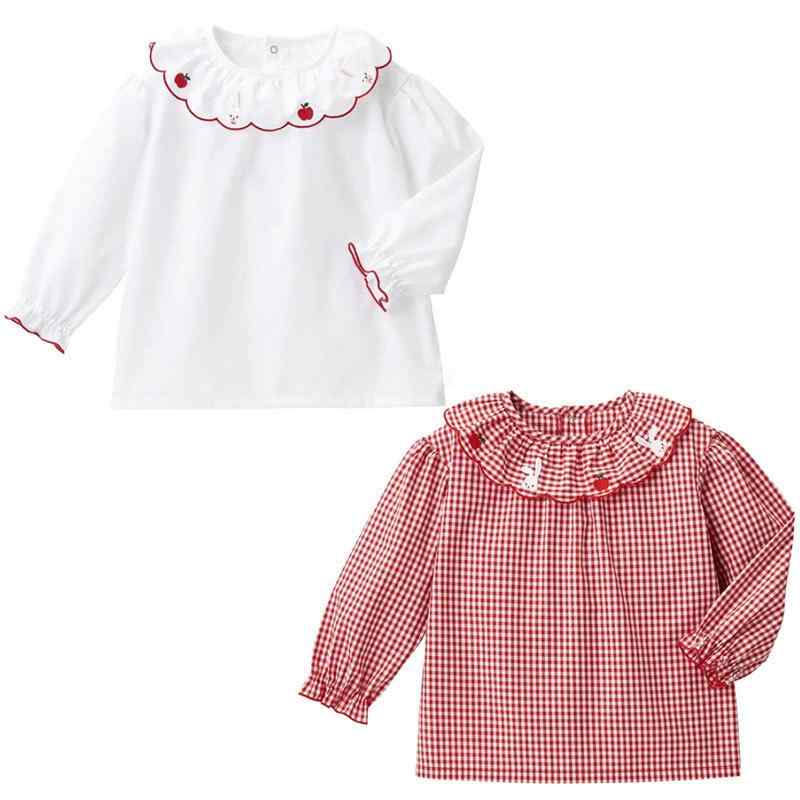 シャツ キッズ 女の子 かわいい 小ウサギ アップル 刺繍 長袖 トップス ブラウス 普段使い