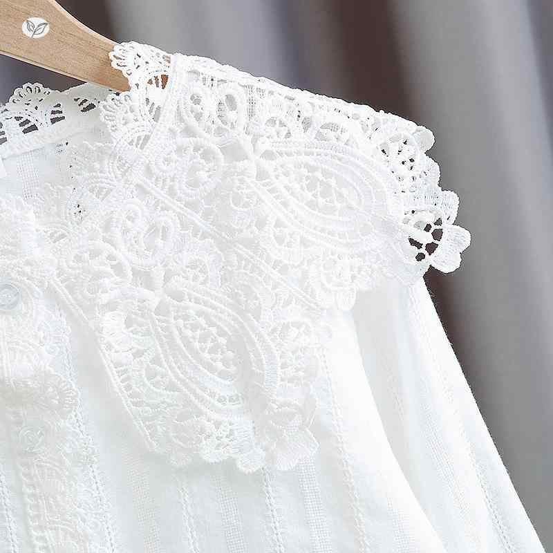 シャツ キッズ 長袖 レース ダブル 襟 白 春秋 かわいい トップス ブラウス ゆったり