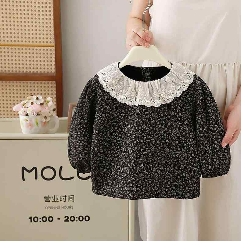 シャツ キッズ 女の子 子供 服 花柄 森ガール ガーリー フリル ブラウス チュニック 裏起毛 秋冬 かわいい