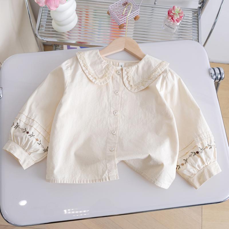 シャツ ガールズ 子供服 春秋 長袖 トップス 小花柄 フリル かわいい おしゃれ