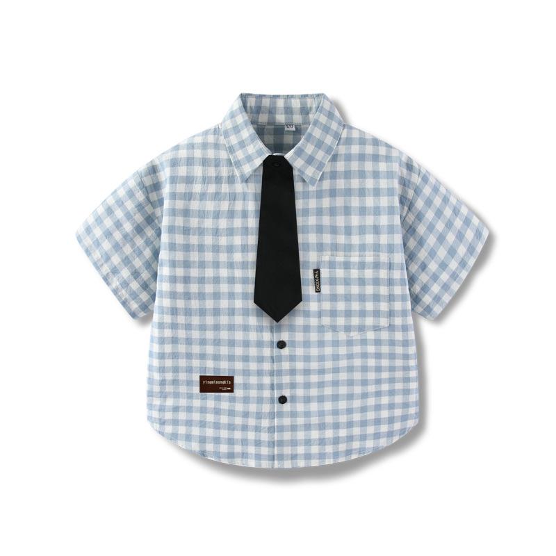 シャツ キッズ 子供服 半袖シャツ ブラウス 綿 格子柄 春夏 半袖 トップス 女の子 男の子 快適 かわい..