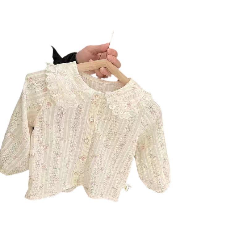 シャツ キッズ 女の子 春物 小花柄 かわいい 提花柄 豪華感 ブラウス