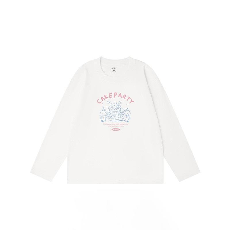 Rakuten - Tシャツ レディース 長袖 ラウンドネック かわいい プリント ゆったり スリム トップス カットソー 秋冬 カジュアル 普段使い 部屋着