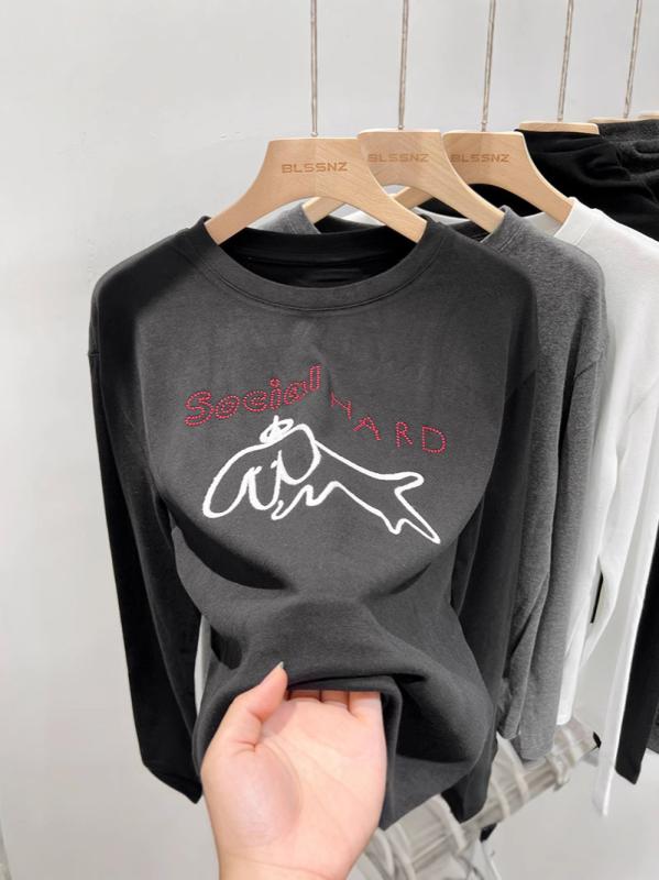 Tシャツ レディース 長袖 刺繡 カー�