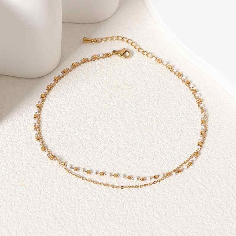 Anklets - アンクレット レディース ボヘミアン サンダル ビーチ 砂浜 リゾート 多層 ミルフィオリ 鈦鋼 チタン鋼 アレルギー対応 フットチェーン アクセサリー ゴールド シルバー