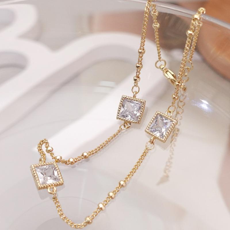 ブレスレット レディース 韓国 ファッション ジルコニア 高級感 足首チェーン 女性らしい かわいい おしゃれ アクセサリー