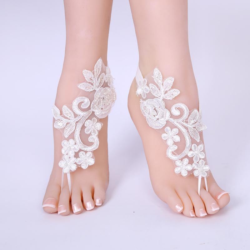 サンダル レディース ビーチサンダル フットアクセサリー 水着 裸足 ラインストーン付き アンクレット