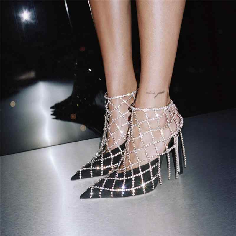 レッグチェーン レディース パーティー ウェディング キラキラ ジルコニア ハイヒール デコレーションチェーン フリンジ 電気メッキ加工 高級感 脚飾り