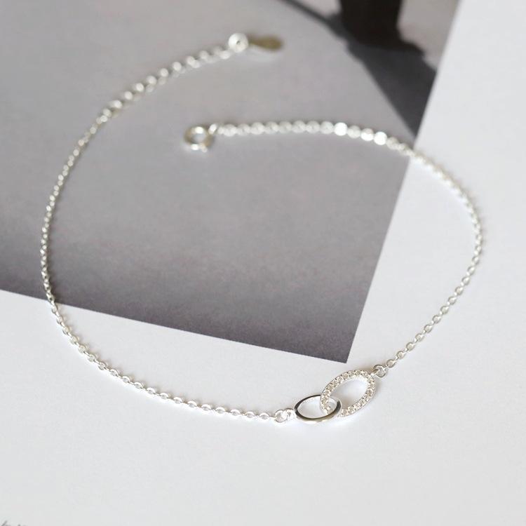 アンクレット レディース s925 シルバー 韓国 ファッション シンプル ジルコニア 楕円形 文芸的 個性的 透かし彫り リング