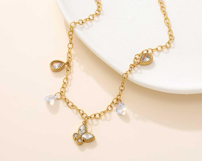 ブレスレット レディース ファッション ジルコニア バタフライ ドロップ レッグチェーン おしゃれ かわいい