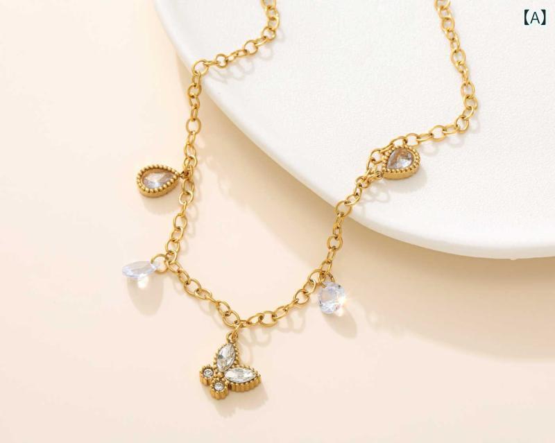 ブレスレット レディース ファッション ジルコニア バタフライ ドロップ レッグチェーン おしゃれ かわいい 2