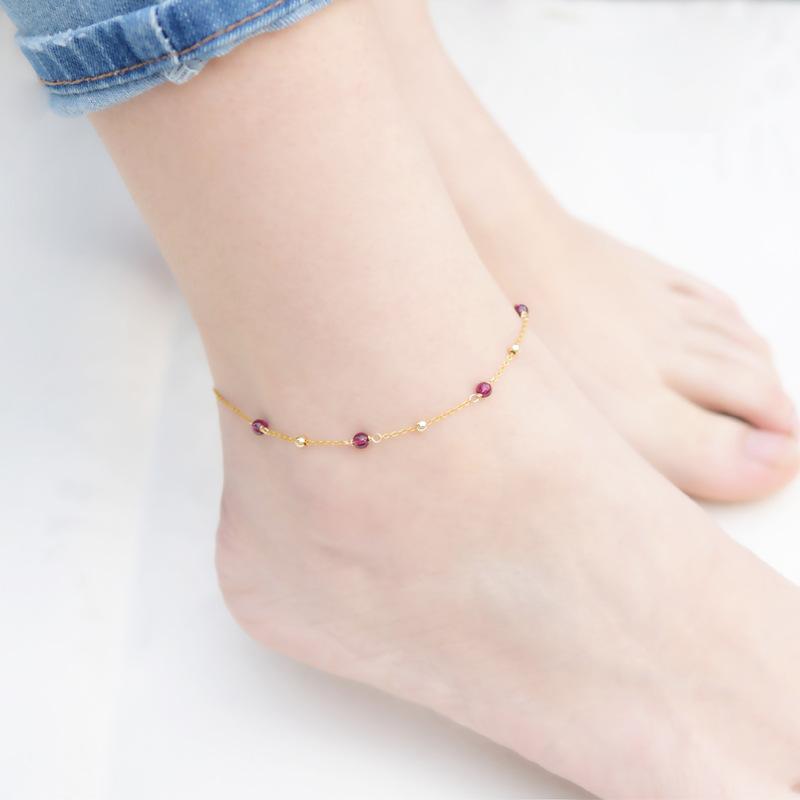 ブレスレット レディース 天然石 ガーネット 水晶 韓国風 シンプル 大ぶり かわいい 普段使い プレゼント ギフト