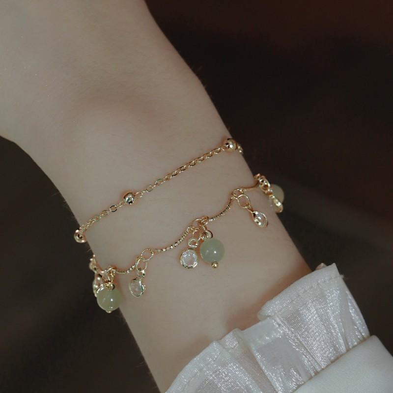 White Coral - ブレスレット レディース 天然和田玉 二連 高級感 オリジナルデザイン 腕飾り バングル アクセサリー ジュエリー ギフト プレゼント