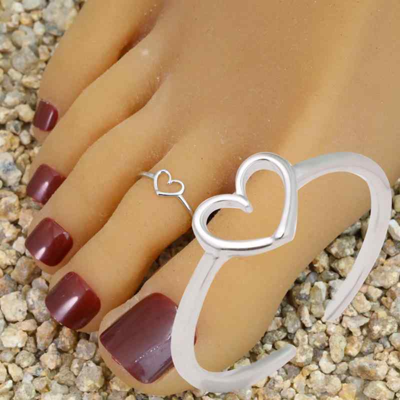 指輪 レディース S925 シルバー オープンリング トゥリング ハート ビーチ サンダル かわいい