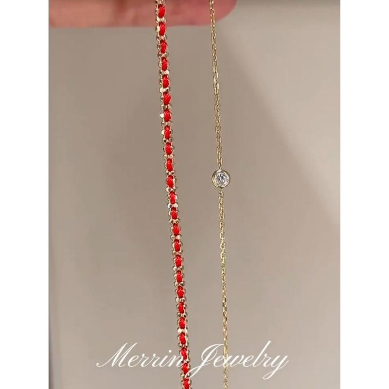 ブレスレット レディース 925 シルバー 編み込み レッド ロープ 2連 シンプル 新年 ラッキーアイテム お守り かわいい プレゼント ギフト