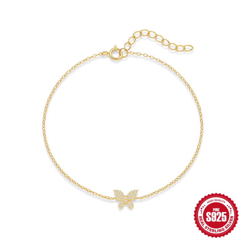 Anklets - アンクレット レディース シルバー925 バタフライ ジルコニア かわいい おしゃれ 欧米風 人気 アクセサリー ジュエリー フットチェーン