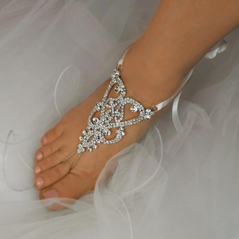 アンクレット レディース 高級感 ジルコニア 镂空 花柄 ビーチ サンダル 女性用 おしゃれ フット アクセサリー2