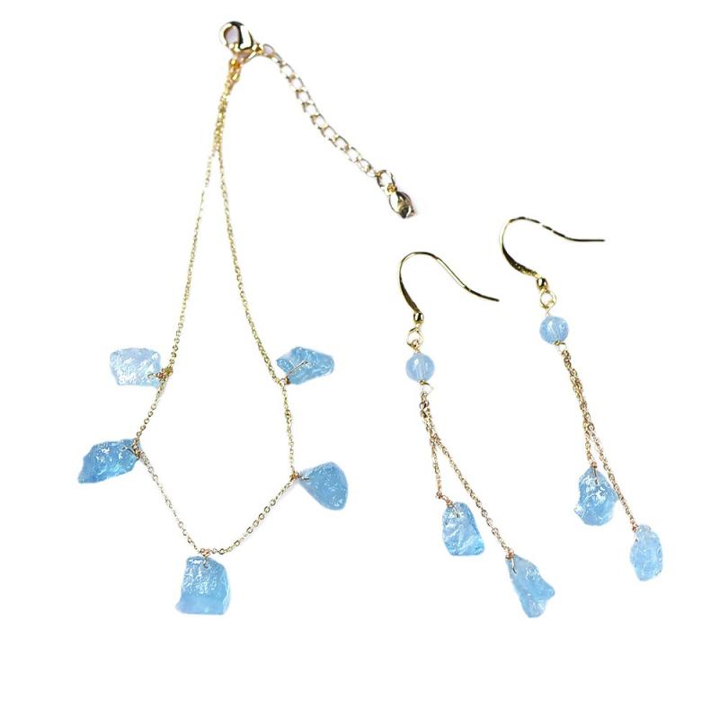 ピアス レディース 水晶 ラッキーアイテム ブレスレット アンクレット 3点セット かわいい 手編み パワ..