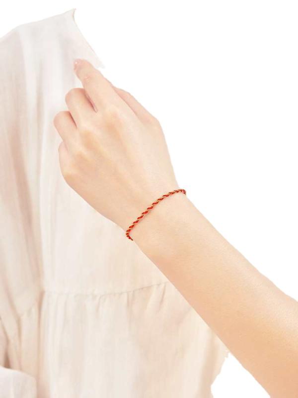 ブレスレット レディース 本命年 幸運 赤い 紐 手編み 細身 ペア お守り ラッキーアイテム 金色 電気メッキ加工