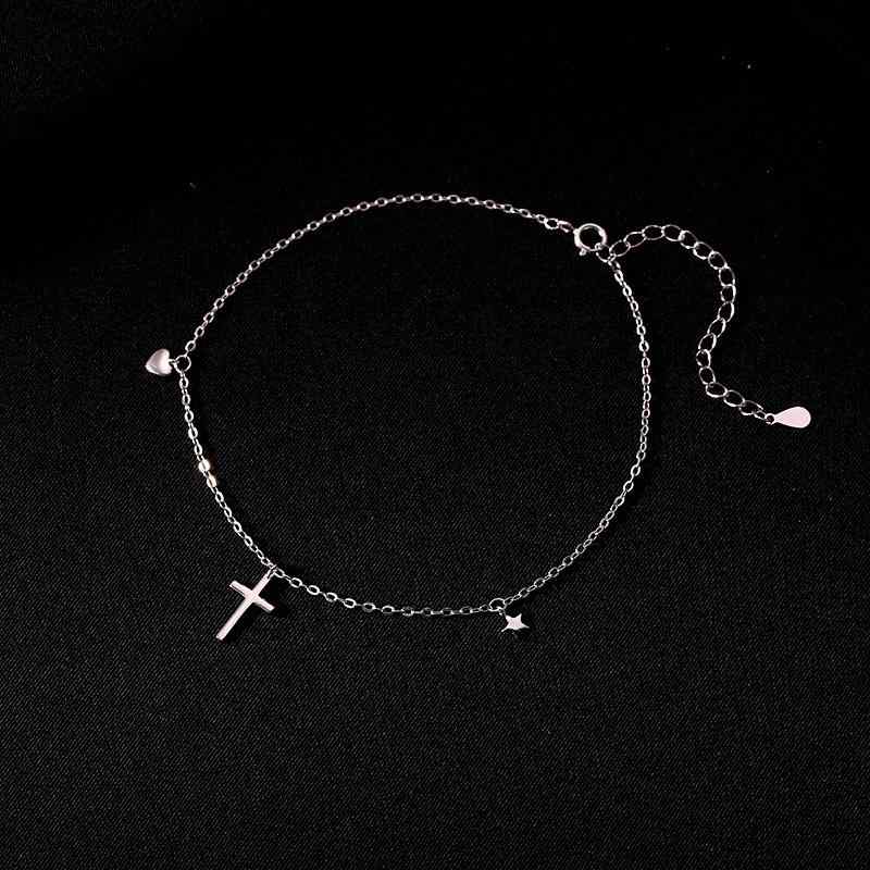 アンクレット レディース S925 シルバー フットチェーン 高級感 クロス 十字架 タッセル 軽奢 上品 女性らしい デザイン アクセサリー