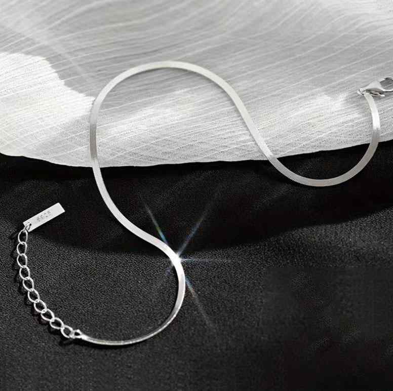 ネックレス レディース S925 シルバー 蛇骨 チェーン アンクレット 極細 シンプル 個性的 トレンド アクセサリー 冷感 セクシー