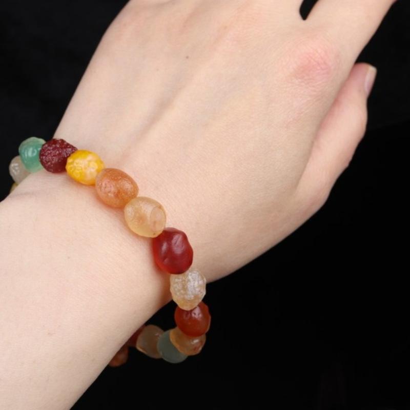 ブレスレット レディース 天然石 瑪瑙 ゴビ瑪瑙 葡萄 糖心 カラフル アラシャン 一連 ギフト プレゼント