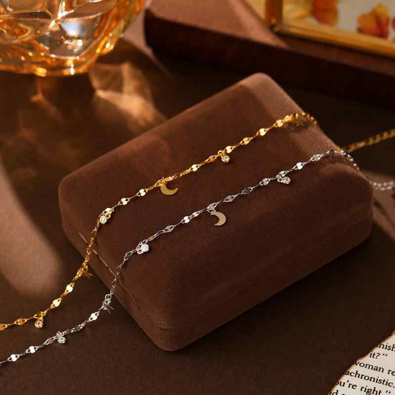 アンクレット レディース S925 シルバー 星 月 流蘇 揺れる ビーチ サンダル かわいい おしゃれ 足首 ブレスレット アクセサリー ギフト 贈り物