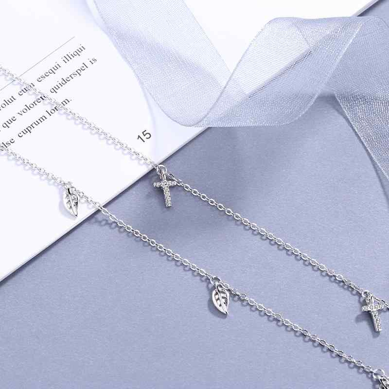 Other , Materials - アンクレット レディース シルバー925製 クロス リーフ モチーフ 韓国 ファッション レッグチェーン かわいい おしゃれ アクセサリー
