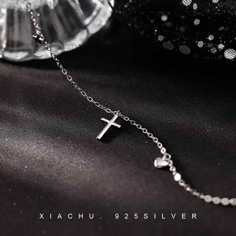 アンクレット レディース シルバー925 クロスモチーフ 華奢 エレガント 上品 セクシー 女性らしい 足首飾り