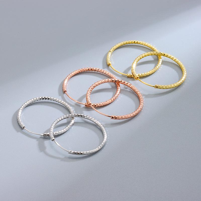 Other , Materials - イヤリング レディース S925 シルバー 大ぶり フープ 韓国風 ファッション アクセサリー シルバー925 銀 レーザーカット 車花 波模様 個性的 チタン 金属アレルギー対応