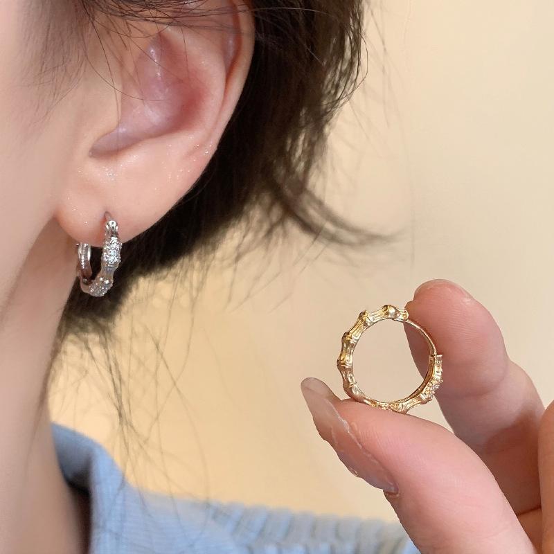 Star Sapphire - ピアス レディース シルバー925 竹モチーフ 韓国風 高見え 百搭 イヤリング アクセサリー 小ぶり 軽奢 インスタ風 気質 シルバーアクセサリー