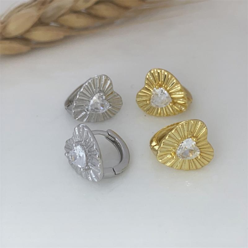 ピアス レディース シルバー925 ハート形 ジルコニア 韓国風 フープピアス 高級感 かわいい アレルギー..