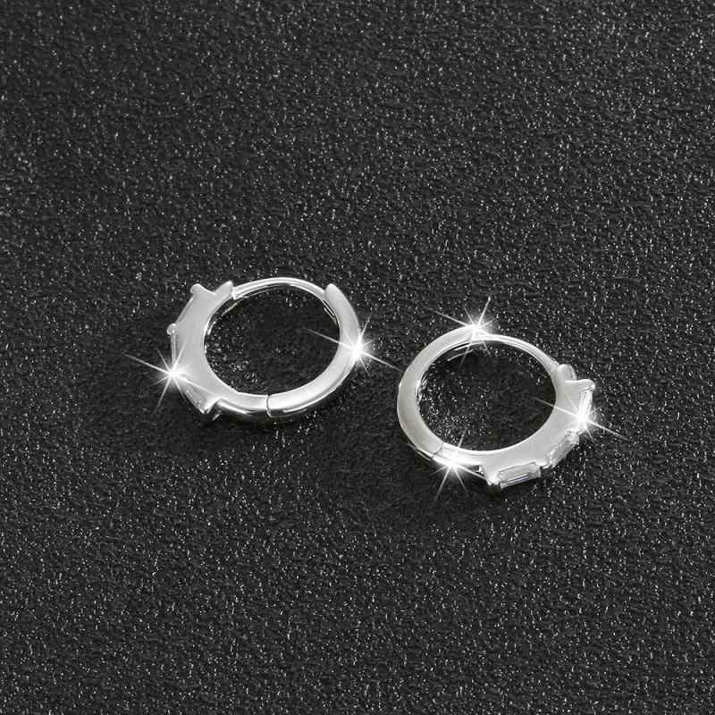 ピアス レディース シルバー925 ジルコニア 長方形 フープピアス サークル イヤリング 欧米風 小さめ ..