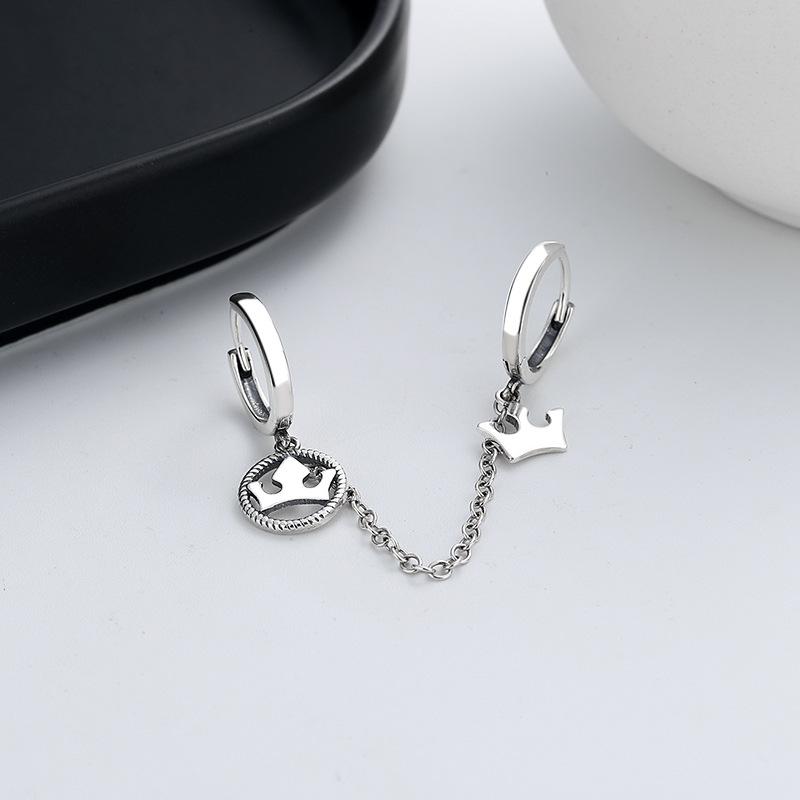 ピアス レディース S925 シルバー クラウン タッセル イヤーカフ イヤリング 個性的 かわいい おしゃれ 高見え