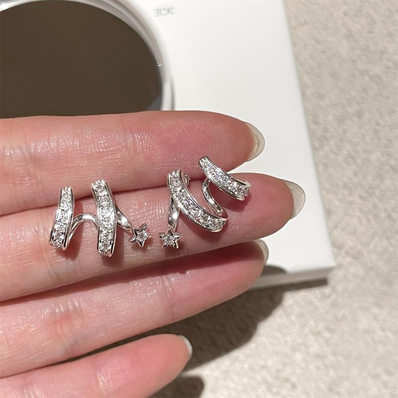 ピアス レディース 韓国風 ジルコニア シルバー925 アレルギー対応 流星 揺れる かわいい 小さめ 普段使い パーティー