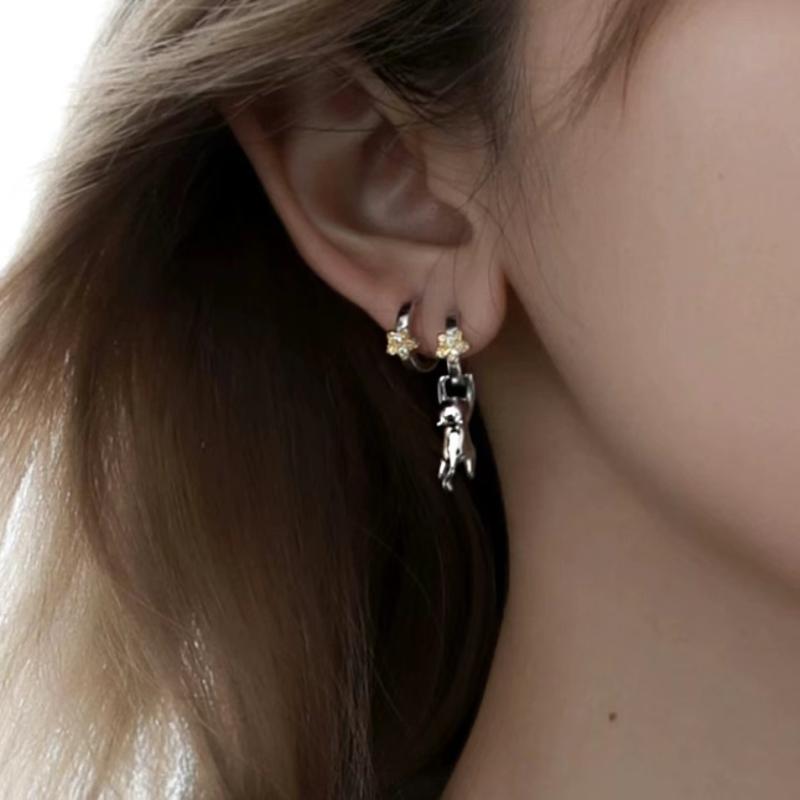 ピアス レディース 猫耳 小さめ イヤリング オリジナル 高級感 ジルコニア シルバー925 金属アレルギー対応 かわいい セカンドピアス